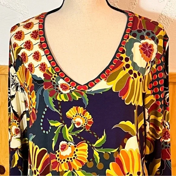 Johnny Was Janie Vibrant Floral Long Sleeve Top Sz-L - Picture 3 of 10